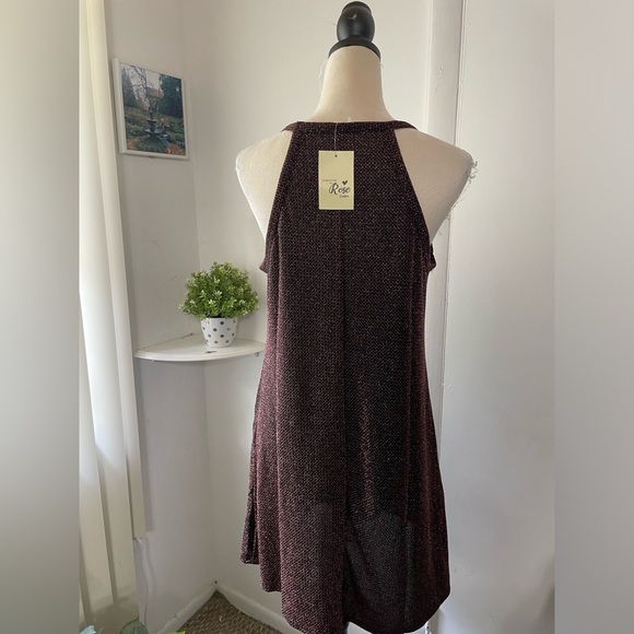FOREVER ROSE couture WOMEN'S SLEEVELESS midi DRESS WITH burgundy glitter threads - Picture 3 of 16